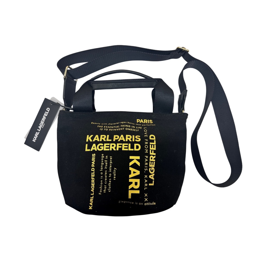 Karl Lagerfeld Tote Bag Women Small Black New Canvas Logo Crossbody LH2EZ5AZ